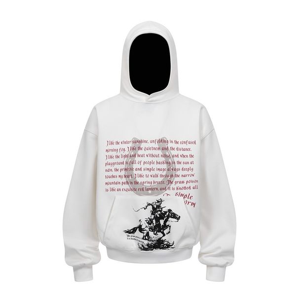 Trendy Knight Character Print Hoodie Loose Fit Men's Spring Autumn Casual Niche Pullover_viptrois.com