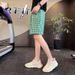 Men's Trendy Diamond Patterned Casual Shorts Mid-Length Summer Cropped Pants Popular Brand Five Point_viptrois.com