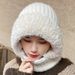 Multi functional knitted plush warm for women, autumn and winter outdoor cycling cold proof hat, scarf integrated_viptrois.com