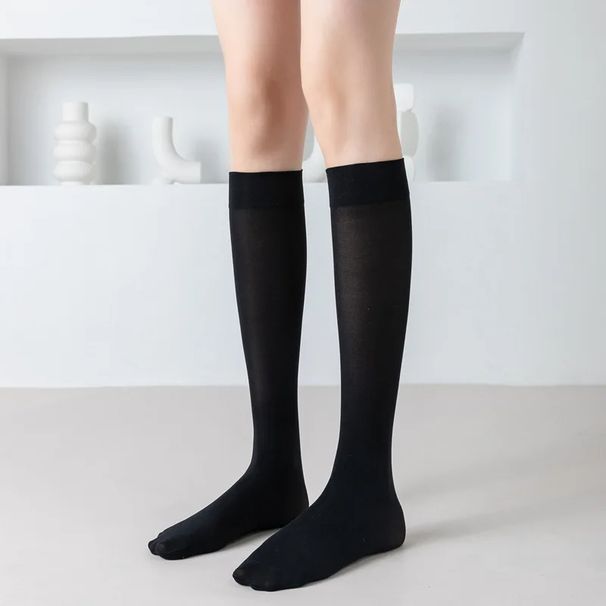 2PCS Solid Color JK Woman Thin Knee High Cute Black White Lolita Long Socks Girls Kawaii Cosplay Nylon Stockings_viptrois.com
