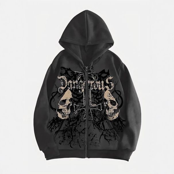 Unisex Vintage Zip-Up Hoodie – Heavyweight American Streetwear, Retro Pullover With 3D Print, Oversized Casual Jacket For Men & Women_viptrois.com