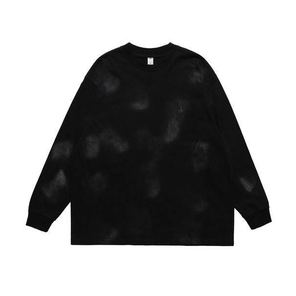 National Trend Brand American Style Couple Washed Vintage Irregular Paint Patch Long Sleeve T-Shirt Men Street_viptrois.com