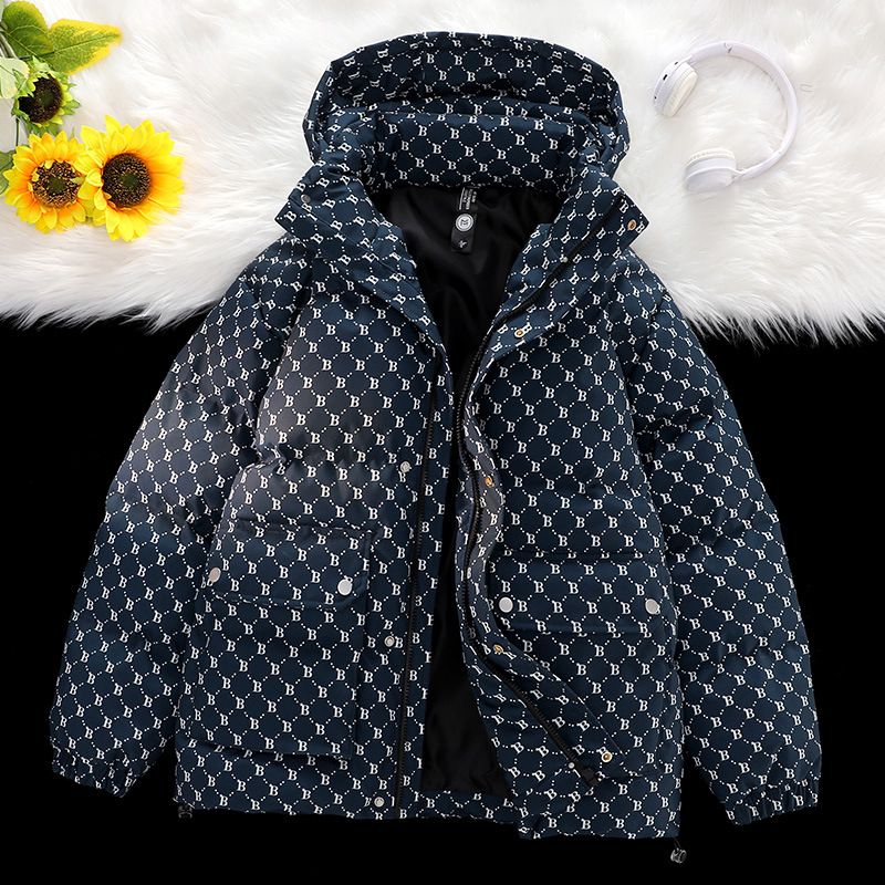 Winter New B-shaped Full Printed Cotton Jacket Men's Hooded Slim Fit Youth Thick Casual Warm Bread Jacket_viptrois.com