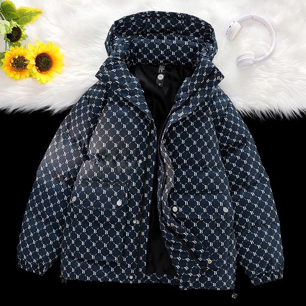 Winter New B-shaped Full Printed Cotton Jacket Men's Hooded Slim Fit Youth Thick Casual Warm Bread Jacket_viptrois.com