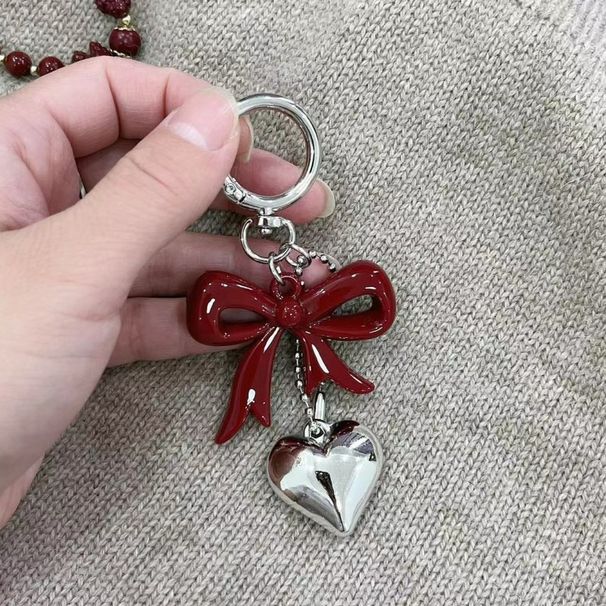 Red Love Pendant Keychain Bow Pendant Bag Ornaments Temperament Acrylic Jewelry Tie Keychain_viptrois.com