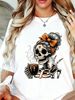 Unisex Día Muertos Halloween - Diseño De Calavera Femenina Con Detalles Festivos Flores, Bow, Bebidas,Camiseta Hombre/_viptrois.com