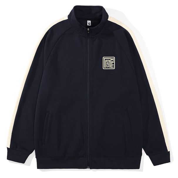 F2156#Plus Size Men's Spring New 330G Printed Cardigan Sweatshirt Loose Fit National Trend Color Block Zipper Jacket_viptrois.com
