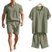Summer Men's Breathable Linen Heavy Embroidery Independence Day Flag Lapel Loose Shirt Short Sleeve Shorts Suit_viptrois.com