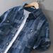 Summer men's workwear denim short-sleeved shirt loose handsome trend simple versatile young men's shirt 715_viptrois.com