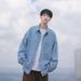 Dark Blue Denim Men Long Sleeve Spring Autumn Trendy Brand Ins Japanese Retro City Boy Workwear Shirt Jacket_viptrois.com