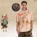 American Street Style Horse Riding Print Washed Vintage Short-sleeve T-shirt For Men And Women_viptrois.com