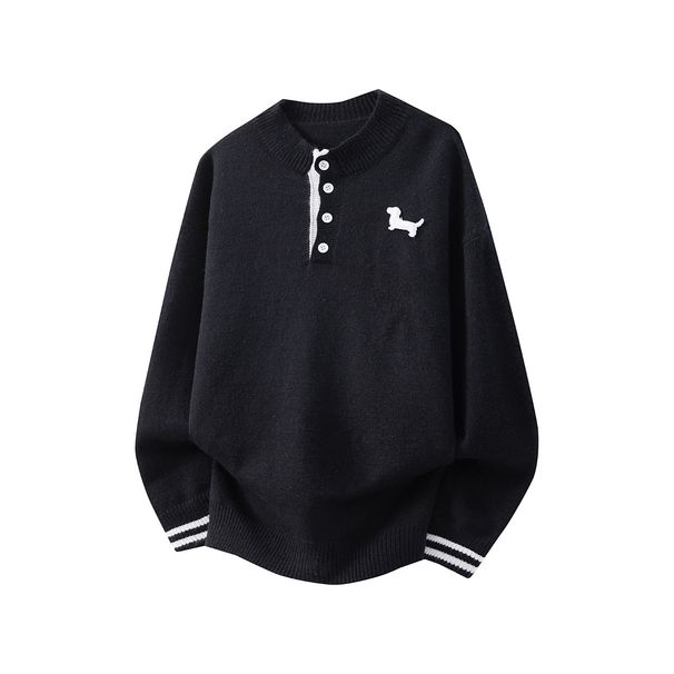 "Men's Embroidered Knit Sweater – Oversized Relaxed Fit Long Sleeve Pullover, Vintage Boho Crewneck Top For Casual Layering_viptrois.com