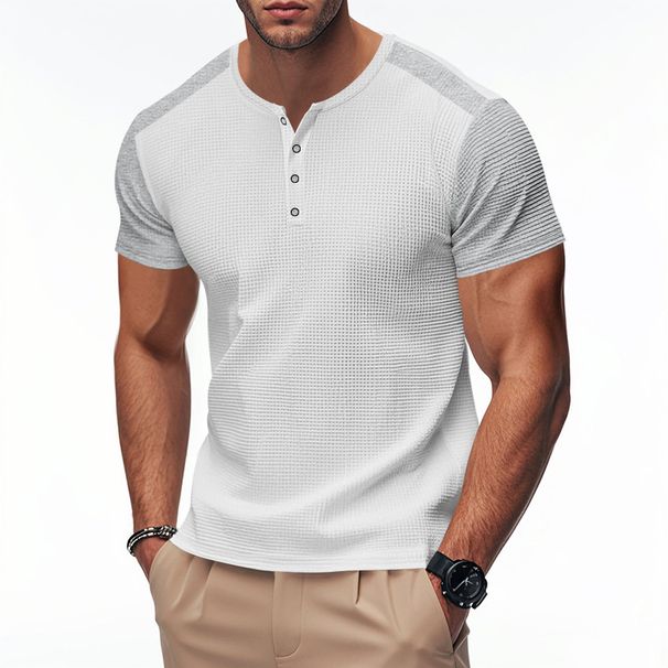 Men's Quick Drying Breathable Waffle Henley Casual Sports T-Shirt Comfortable Lightweight Top for Active Lifestyle_viptrois.com