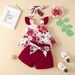 Babies' clothes summer girls' suits infants and young children flying sleeve tops shorts three-piece set baby leaves sleeveless shoulder strap suit_viptrois.com