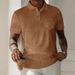 Men's New Lapel Button Pocket Corduroy Solid Color Casual Short Sleeved Polo Shirt_viptrois.com