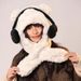 Earphones, bears, women's winter scarves, all in one outdoor cycling warm and cold proof cover, thick plush Lei Feng_viptrois.com