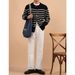 Monochrome Man- Spring Autumn New Striped Cardigan Knitted Sweater Men And Women Round Neck Light Lazy Style Foreign Trade_viptrois.com