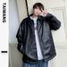 men's spring vintage work jacket streetwear style, patchwork design, loose fit with stand collar for casual & urban outfits_viptrois.com