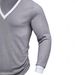 Men's Ribbed Texture Long Sleeve Shirt – Contrast V-Neck Pullover (Breathable Polyester, Slim Fit, Unisex Casual Top For Fall/Winter)_viptrois.com