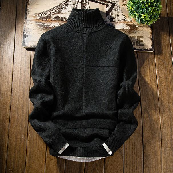 Men's Slim-Fit High Neck Sweater – Lightweight Acrylic Blend Pullover For Autumn & Winter_viptrois.com