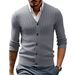 Men's Slim Fit V-Neck Cardigan Sweater - Breathable Knit Button-Up For Business Casual_viptrois.com