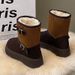 SHLIANG Vintage Buckle Detor Snow Boots Women Winter Mix Color Suede Snow Boots Woman Short Plush Platform Warm Booties Female X0061_viptrois.com
