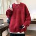 Pure Arctic Velvet Jacquard Sweater For Men, Autumn And Winter New Style, Red Men's Crew Neck Sweater, Fashionable_viptrois.com