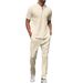 Men's Clothing Men's Clothing Summer New Style Ready Stock Casual Stand Collar Short Sleeve Long Pants Two Piece Set_viptrois.com