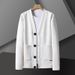 Men's Waffle Knit Cardigan Sweater – Lightweight Open Front Long Sleeve Top, Oversized Fit, Casual Korean Style For Spring & Fall_viptrois.com