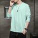 2025 New Spring Round Neck Long Sleeve T-Shirt Slim Fit Solid Color Base Shirt Casual Versatile Pullover For Men_viptrois.com