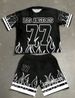 Men's Clothing 2 Pieces Summer Men's Summer Trend Casual Fashion Short Sleeve Shorts Set Letters And Numbers 77 Printing_viptrois.com