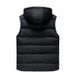 Men's Quilted Puffer Vest – Korean Streetwear Style, Thickened Polyester Fill With Hood & Zipper Pockets (L-5XL, Black/Red/Army Green)_viptrois.com
