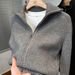 Men’s Double-Zip Knit Cardigan – Reversible High Neck Thickened Pullover (M-XXXL, Beige/Grey/Black/Brown)_viptrois.com