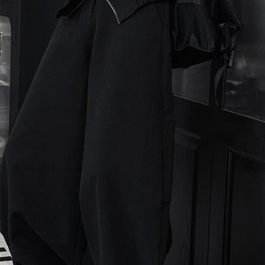 Autumn Winter Trendy Retro Workwear Design Fashionable Versatile Stand Collar Jacket Loose Wide Leg Pants Set_viptrois.com