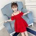 Mother & Kids 2024 new summer off-shoulder chiffon solid color girls dress 3-5-7-8 years old 6 little girl princess dress Western style_viptrois.com