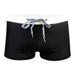 UXH Men's Solid Color Sexy Side Print Boxer Tight Simple Beach Sports Four-Corner Swim Trunks_viptrois.com