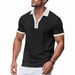 Men's Clothing Men's Waffle Zipper Lapel Fashion Short Sleeved T Shirt Polo Shirt Golf Shirt_viptrois.com