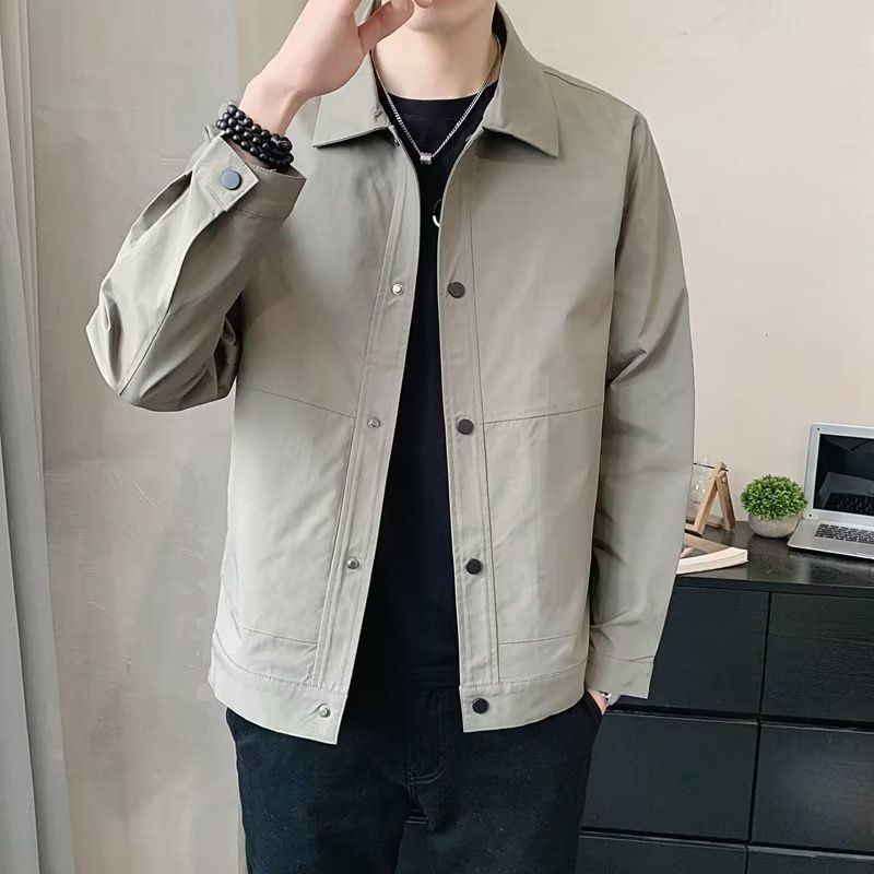 CT New Stylish Casual Turn-down Collar Jacket Loose Trendy Shirt Spring Autumn Coat Workwear Versatile Top For Men_viptrois.com