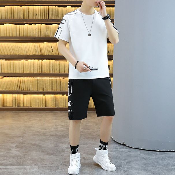 Men's Clothing Thin Suit Round Neck Breathable Short-Sleeved T-Shirt Loose Large Size Versatile Two-Piece Suit_viptrois.com