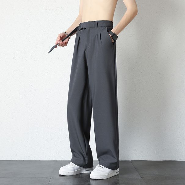 Men's Classic Straight Leg Dress Pants - Relaxed Fit Wide Leg Trousers With Belt Loops For Casual & Business Wear (Black, Brown, Gray)_viptrois.com