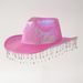 Women's unisex Panama style top hat, neon denim hat with metal tassel rhinestones suitable for dance performances_viptrois.com