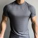 Men's Clothing Summer Sports Outdoor Training Short Sleeved Slim Elastic Quick Drying Raglan Sleeves Small Collar Solid Color Breathable Tide T Shirt_viptrois.com
