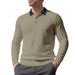 Men's Classic Polo Shirt – Premium Cotton Blend Long Sleeve Business Casual Top (White/Army Green/Khaki, S-XXXL)_viptrois.com