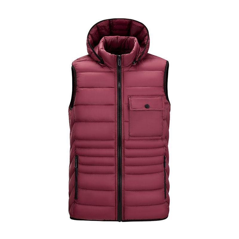 Men's Clothing Vest With Detachable Hood Handsome Vest Silk Cotton Jacket Warm Sleeveless Cotton Clothes_viptrois.com