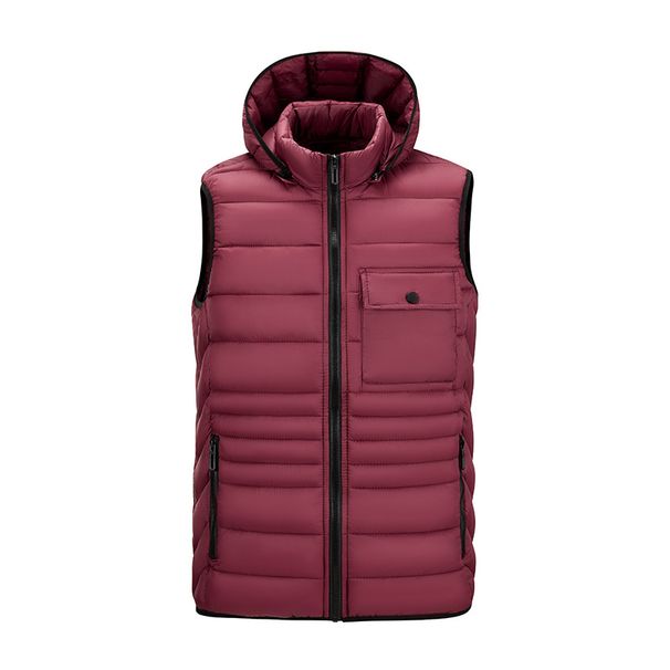 Men's Clothing Vest With Detachable Hood Handsome Vest Silk Cotton Jacket Warm Sleeveless Cotton Clothes_viptrois.com