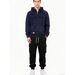 Men's Retro Zip-Up Hoodie & Jogger Set - Fleece-Lined Polyester With Multi-Pocket Design For Streetwear & Gym( M-XXXXL)_viptrois.com