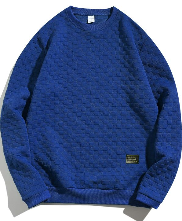 Men's Casual Plaid Pullover Sweatshirt - Soft Loose Fit Long Sleeve Round Neck Top For Winter & Autumn_viptrois.com