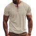 Men's T Shirts 2025 Summer New Men's Cotton And Linen Breathable Casual Henry Shirts Fashionable Short Sleeved Tops_viptrois.com