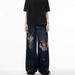 Men's Clothing Retro Distressed Beggar Hole Design Mopping Washed Jeans Niche High Street Loose Versatile Wide Leg Pants_viptrois.com