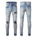 Men's Clothing Denim Capital American High Street Ripped Jeans Men's Small Straight Jeans Men's Light Blue Jeans Men_viptrois.com